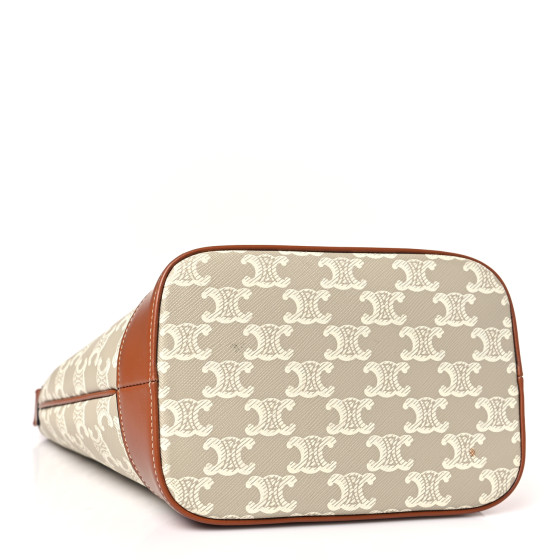 CELINE Triomphe Canvas Calfskin Small Bucket Bag Grege