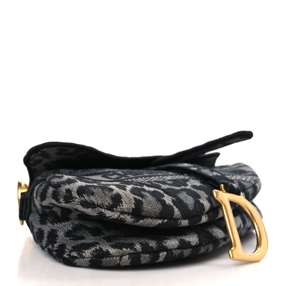 Christian Dior ミッツア CHRISTIAN DIOR Canvas Mizza Embroidered Saddle Bag Gray