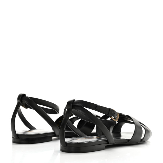 SAINT LAURENT Calfskin Tribute 05 Ankle Strap Flat Sandals