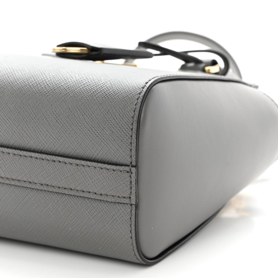 PRADA Saffiano Soft Calfskin Mini Zippered Tote Marmo
