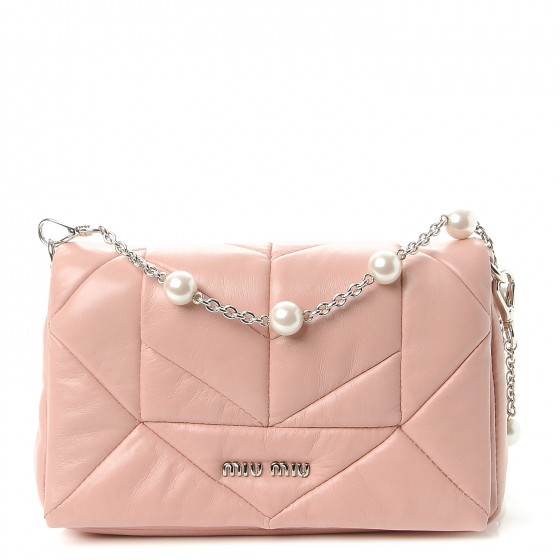 MIU MIU Nappa Patch Pearl Shoulder Bag Orchidea 245749