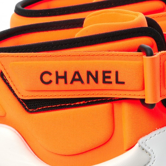 CHANEL Suede Calfskin Lambskin Neoprene High Top CC Sneakers