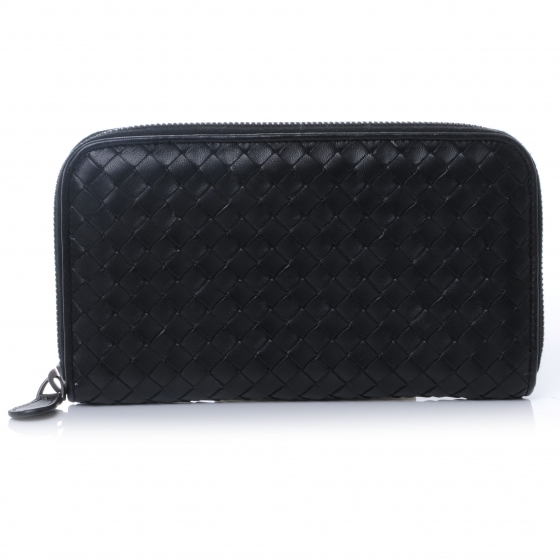 長財布 BOTTEGA VENETA INTRECCIATO NAPPA ZIP-AROUND WALLET BOTTEGA VENETA Nappa Intrecciato Zip Around Wallet Black