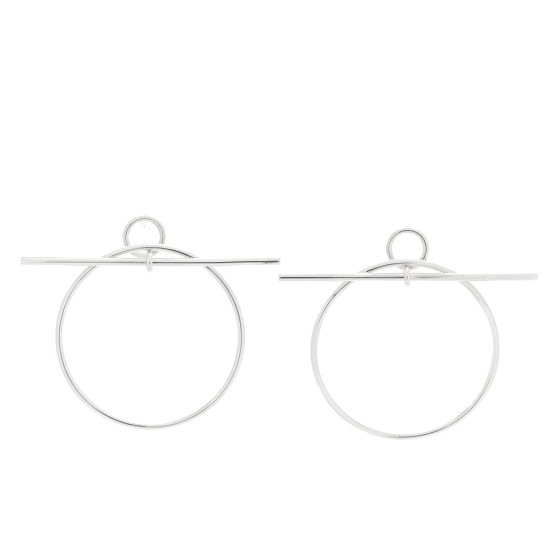 HERMES Sterling Silver MM Loop Earrings 1520132 | FASHIONPHILE