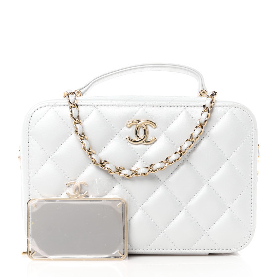 CHANEL Metallic Lambskin Quilted Top Handle Vanity Case