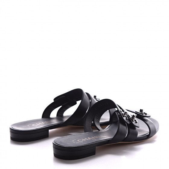 シャネル　ミュール　38 CHANEL Calfskin CC Turnlock Mule Sandals 38 Black 420254