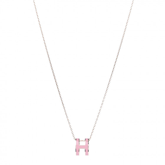 HERMES Lacquered Rose Gold Pop H Pendant Necklace Rose