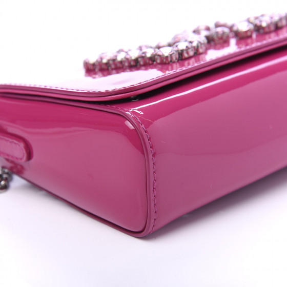 DOLCE & GABBANA Patent Crystal DG Girls Crossbody Bag Pink