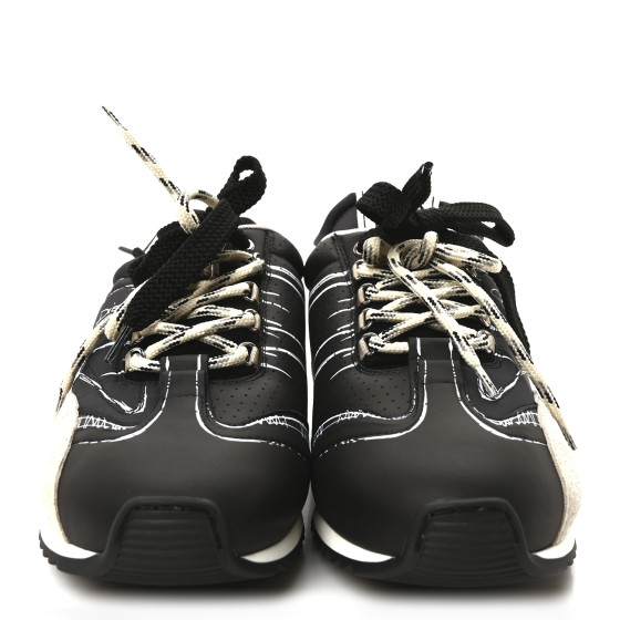CHRISTIAN DIOR Calfskin Nylon Womens D-Sketch Sneakers 38.5