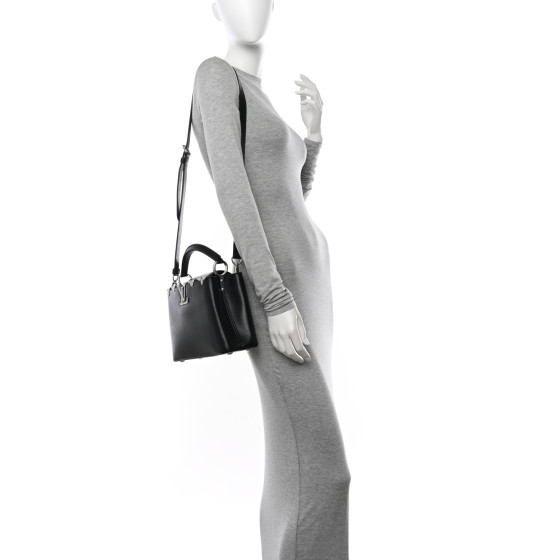 LOUIS VUITTON Smooth Calfskin Crystal Flowers Capucines BB Black