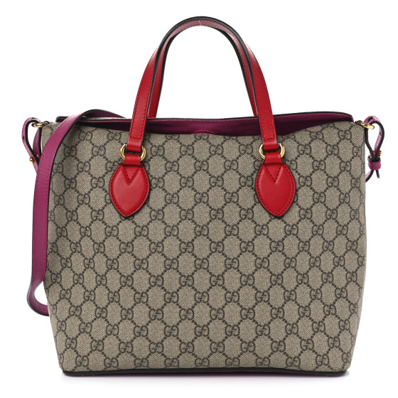 GUCCI GG Supreme Monogram Linea A Foldover Tote Beige