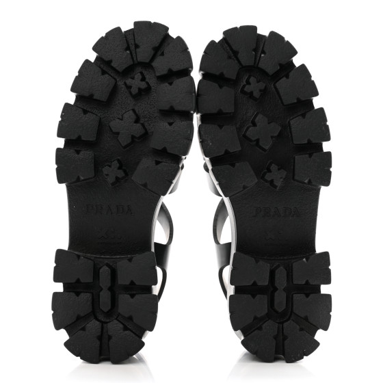 サンダル PRADA BLACK RUBBER CAGE SANDAL Prada 70mm Monolith Caged Rubber Sandals | Black | FARFETCH