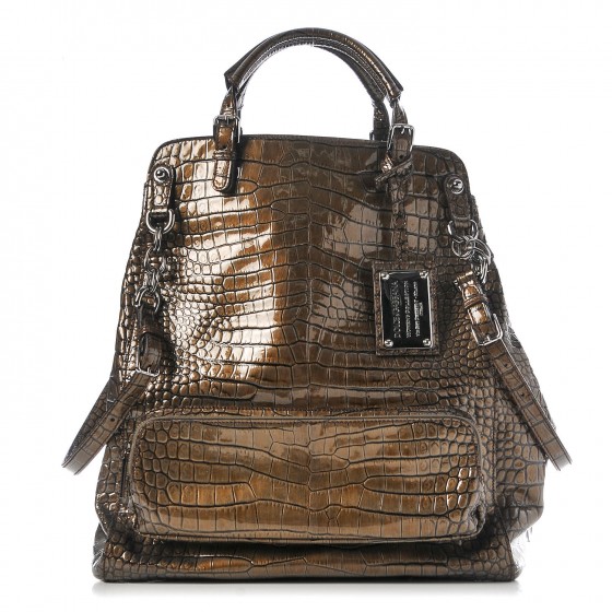 DOLCE & GABBANA Patent Crocodile Embossed Miss Pocket