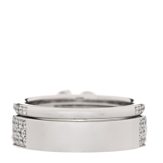 HERMES 18K White Gold Diamond Kelly Clochette Double Ring 50