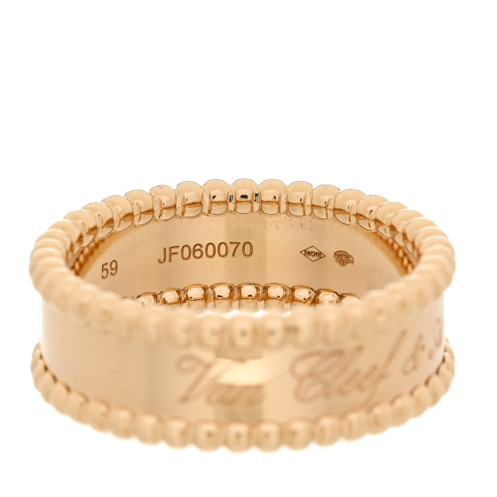 VAN CLEEF & ARPELS 18K Yellow Gold Perlee Signature Ring 59