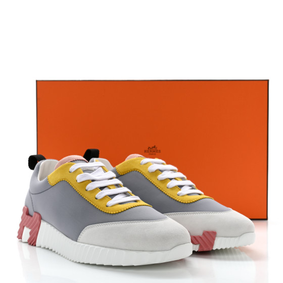 HERMES Technical Canvas Suede Goatskin Bouncing Sneakers