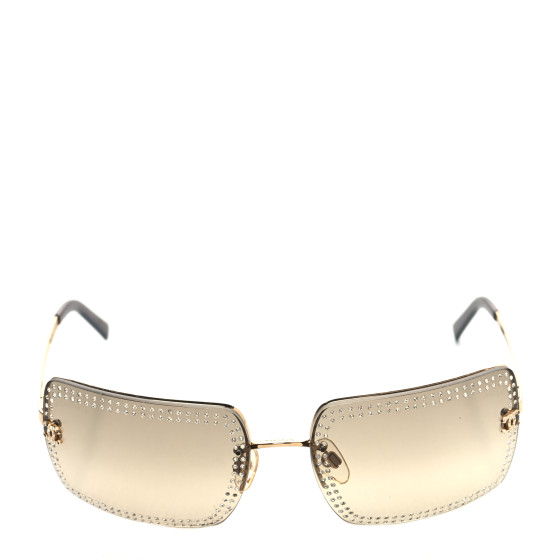 CHANEL Crystal CC Logo Sunglasses 4105-B Gold 1332729