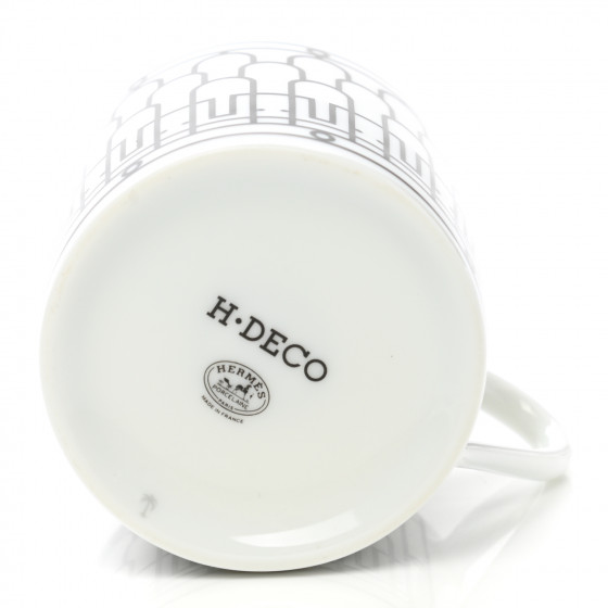 HERMES Porcelain H Deco Coffee Cup And Saucer Set Of 2 Black