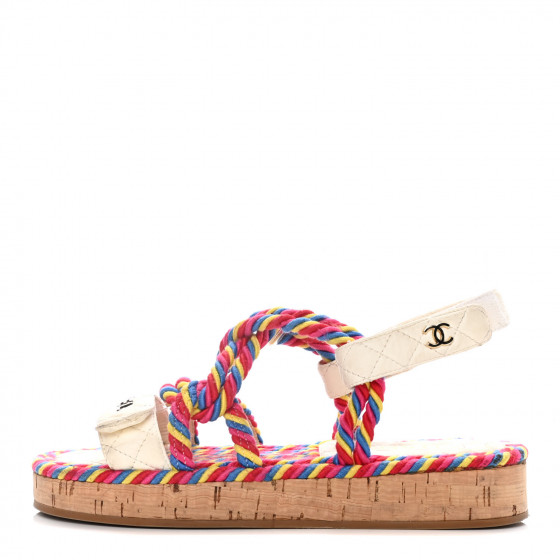 靴 Vintage Chanel Multicolor Sandals Chanel Multicolour Metallic Calfskin Sandals – MILNY PARLON
