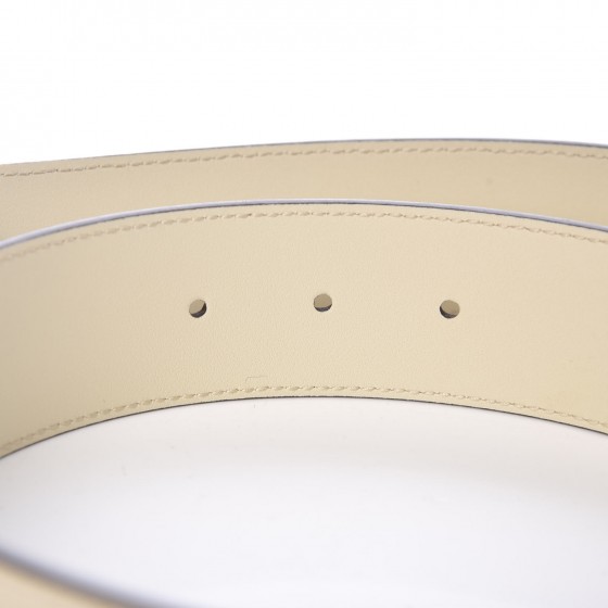 GUCCI Calfskin Crystal Double G 40mm Belt 80 32 White