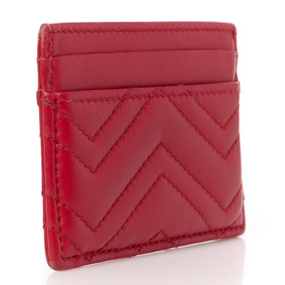 [Gucci] GG Mamong Matlase Flap Card Holder - ☆送料込☆ GUCCI Calfskin GG Matelasse Card Case Wallet Deep Orange