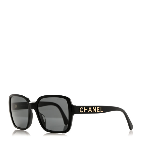 CHANEL Acetate Square Sunglasses 5408-A Black 1555405