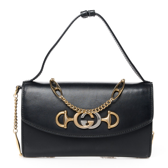 GUCCI Smooth Calfskin Mini Zumi Shoulder Bag Black 1554577