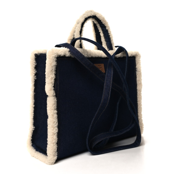 TELFAR X UGG Denim Shearling Medium Shopping Bag Raw Denim