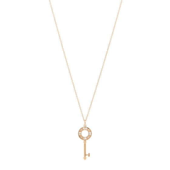 TIFFANY 18K Rose Gold Diamond Atlas Pierced Key Pendant