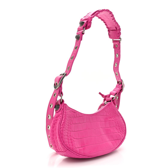 BALENCIAGA Extra Supple Calfskin Crocodile Embossed XS Le