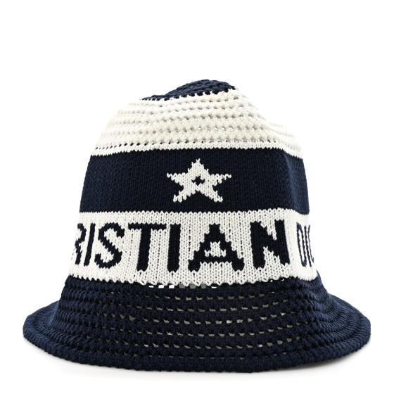 CHRISTIAN DIOR Cotton Blend Knitted D-Tulipe Cloche Hat M