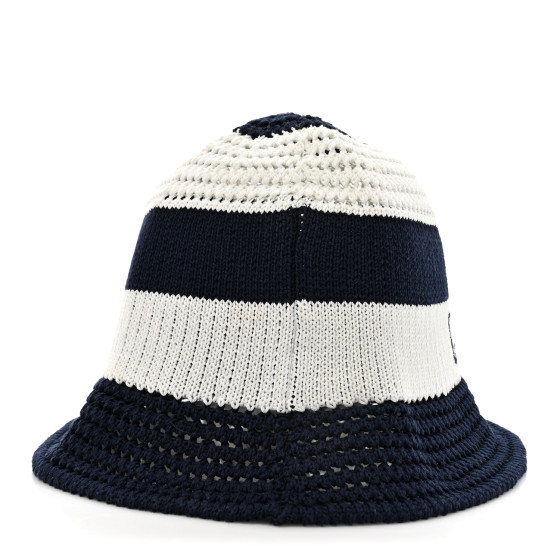 DIOR D-Tulipe ニット クロッシュ帽 ブルー×ホワイト 11aead51e246146234b111240980ec