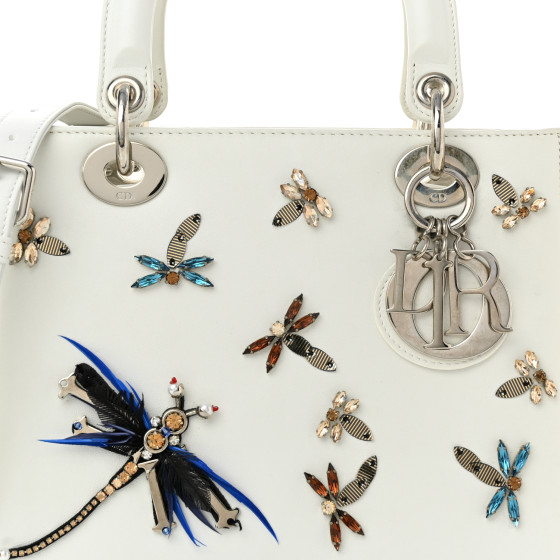 CHRISTIAN DIOR Smooth Calfskin Embellished Dragonfly Medium