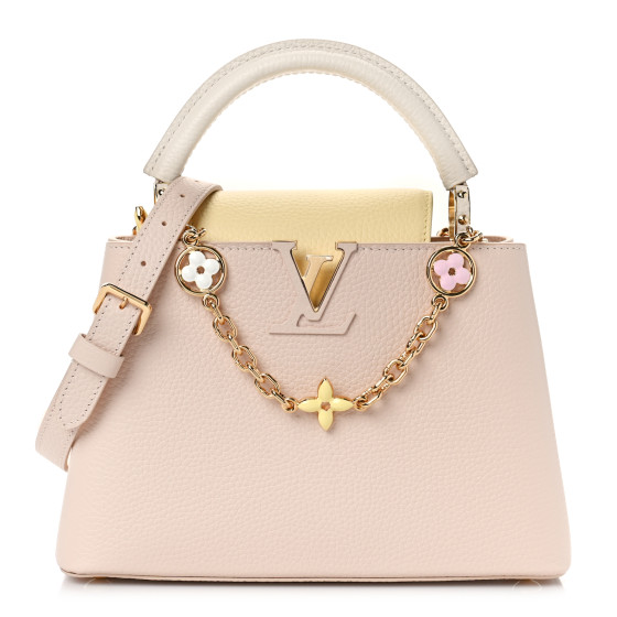 マドンナ・ルイーズ・ヴェロニカ・チコーネ LOUIS VUITTON Taurillon Enamel Flower Chain Capucines BB