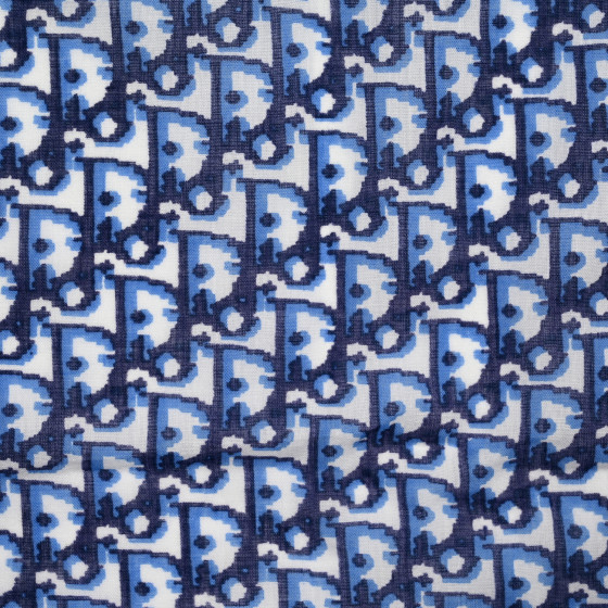 Christian Dior ネイビースカーフ 95x95cm Vintage Christian Dior Pure Silk Navy and White Monogram