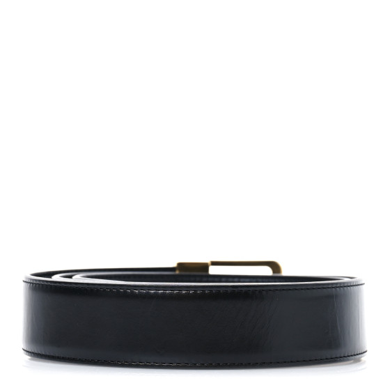 SAINT LAURENT Lacquered Calfskin La 66 Buckle Belt 90/36