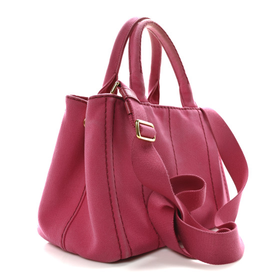 PRADA Canapa Small Logo Tote Peonia 1699519 | FASHIONPHILE