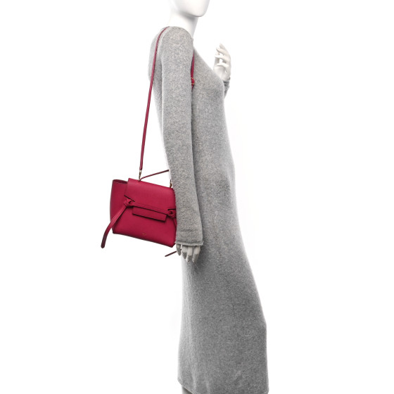 CELINE Grained Calfskin Nano Belt Bag Raspberry