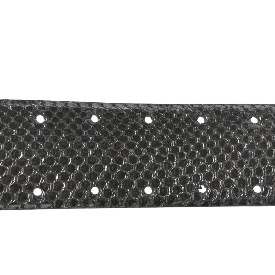 CHANEL Metallic Snakeskin CC Logo Belt 80 32 Dark Silver