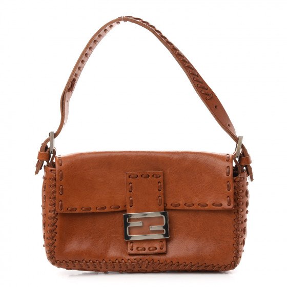 ハンドバッグ Fendi Baguette Velvet Marrone Fendi Baguette Logo Embossed Crystal Bronze Velvet Leather