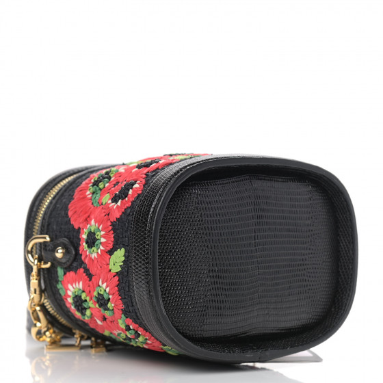 DOLCE & GABBANA Raffia Snakeskin Vanity Case Black