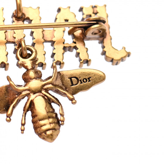CHRISTIAN DIOR Crystal Bee J'Adior Brooch Gold 920601