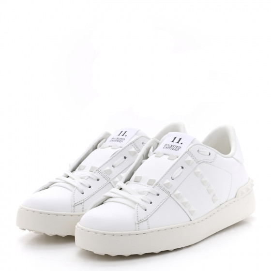 VALENTINO GARAVANI Calfskin Rockstud Untitled Open Sneakers