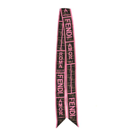 FENDI Silk FF 1974 Roma Logo Wrappy Scarf Set Rosa Fluo