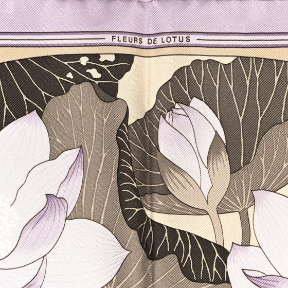 HERMES Silk Fleurs de Lotus Scarf 90 Parme 1271059