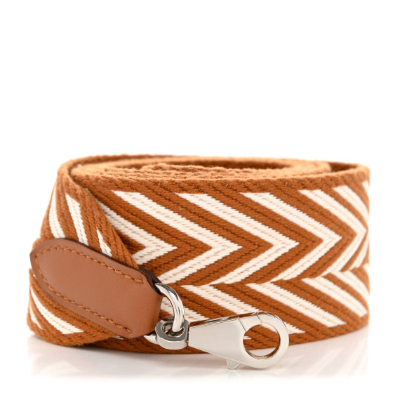 HERMES Toile Swift 50mm Sangle ZigZag Shoulder Strap Gold
