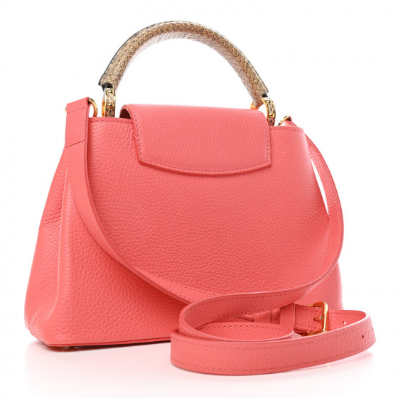 LOUIS VUITTON Taurillon Snakeskin Capucines PM Coral 809392