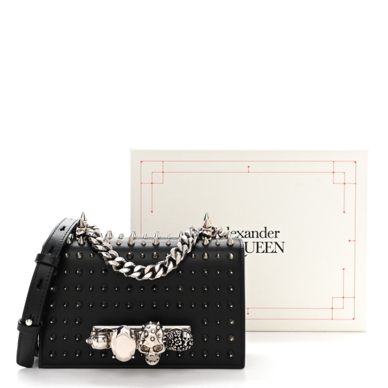 ALEXANDER MCQUEEN Calfskin Studded Knuckle Satchel Black
