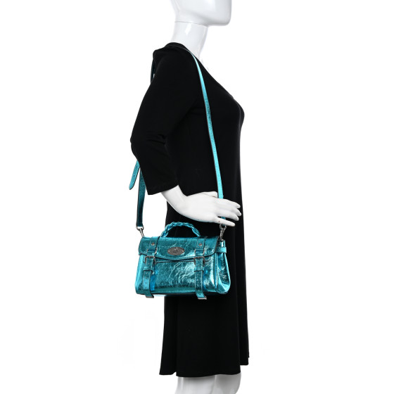MULBERRY Metallic Crinkled Calfskin Mini Alexa Portobello