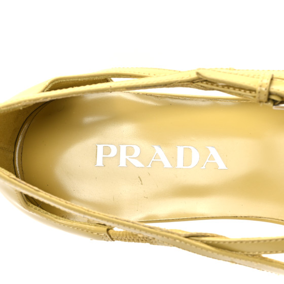 PRADA Calfskin Crisscross Ballerina Flats 36 Yellow 1583458